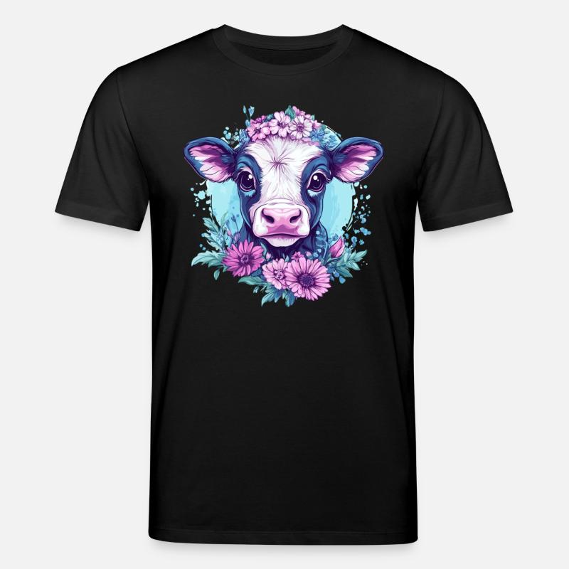 Vache fleurie - T-shirt bio CREATOR Stanley/Stella Unisexe - noir