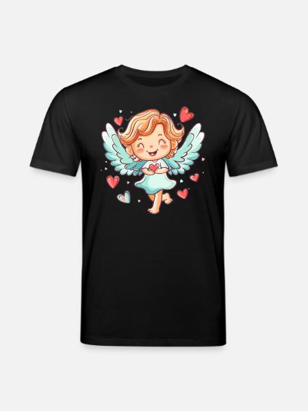Happy Angel with Hearts - Stanley/Stella CREATOR Unisex Organic T-Shirt - black