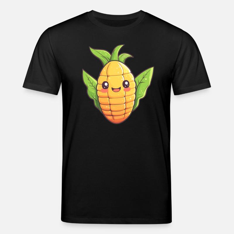 Fröhlicher Mais Comic-Stil - Stanley/Stella Unisex Bio-T-Shirt CREATOR  - Schwarz
