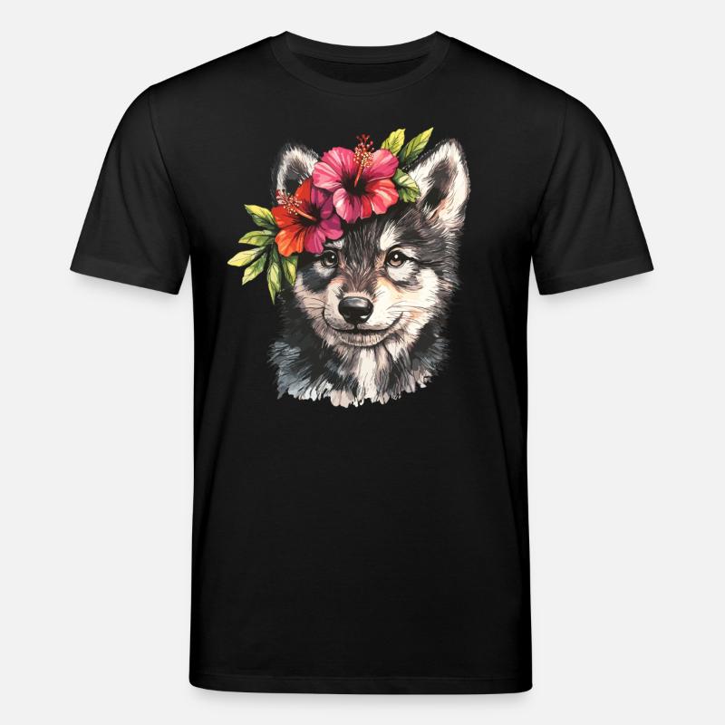 Husky à l’hibiscus - T-shirt bio CREATOR Stanley/Stella Unisexe - noir