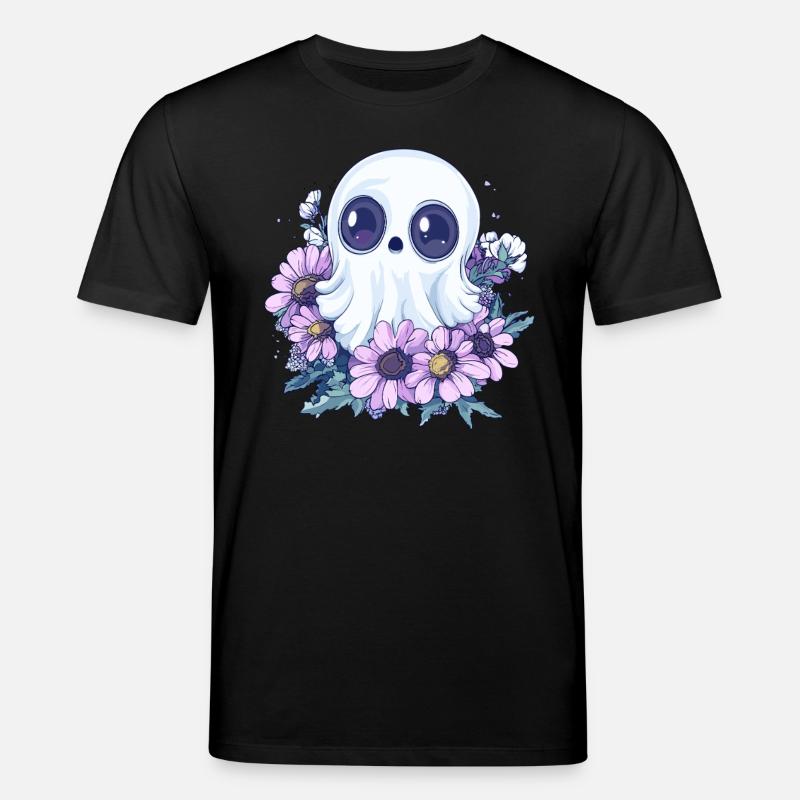 Fantôme avec des fleurs - T-shirt bio CREATOR Stanley/Stella Unisexe - noir