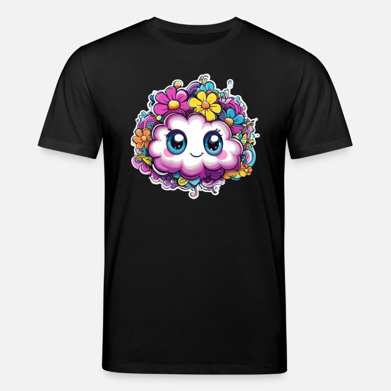 Fröhliche Blumenwolke - Stanley/Stella Unisex Bio-T-Shirt CREATOR  - Schwarz