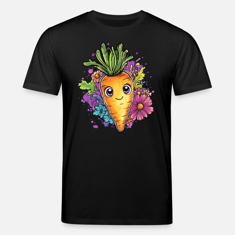 Fröhliche Karotte mit Blumen - Stanley/Stella Unisex Bio-T-Shirt CREATOR - Schwarz