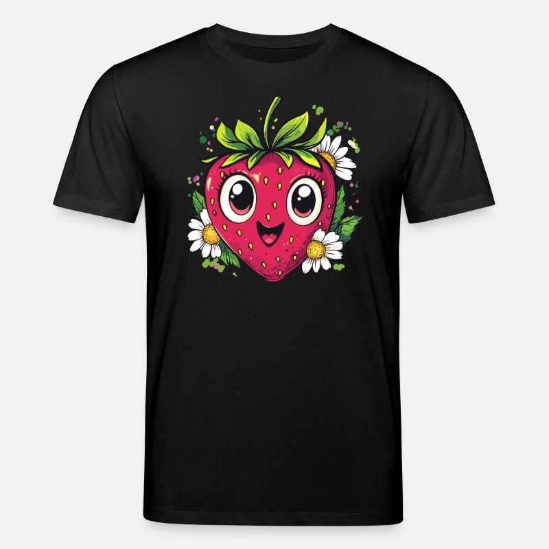 Erdbeere mit Gänseblümchen - Stanley/Stella Unisex Bio-T-Shirt CREATOR  - Schwarz