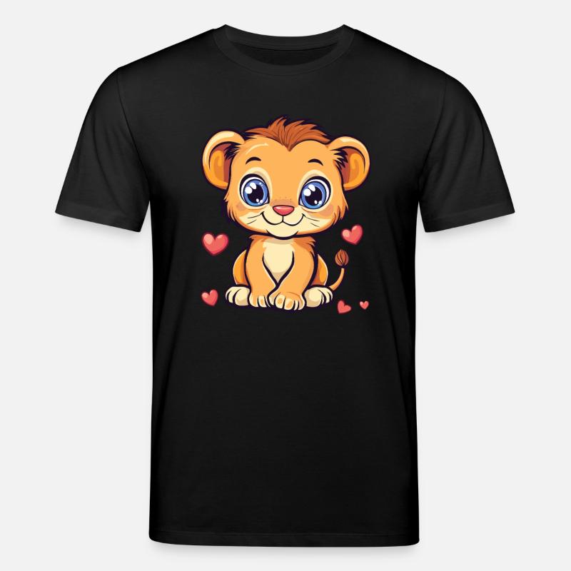 Löwe mit Herzchen - Stanley/Stella Unisex Bio-T-Shirt CREATOR  - Schwarz