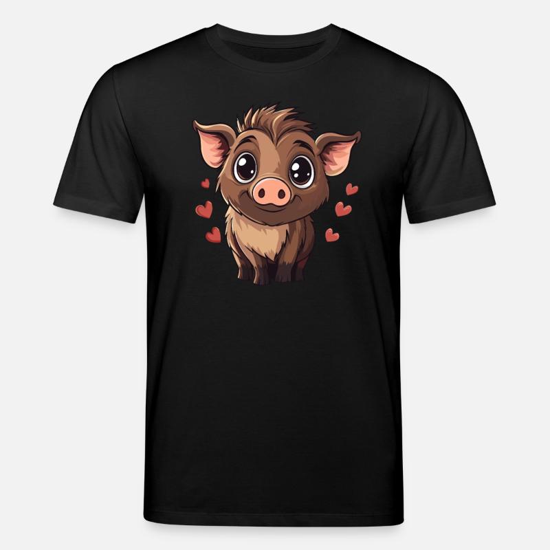 Wildschwein mit Herzchen - Stanley/Stella Unisex Bio-T-Shirt CREATOR  - Schwarz