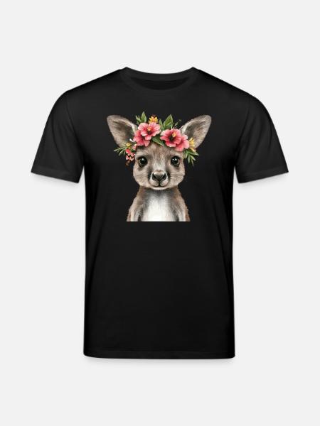 Blumenkänguru mit Blick - Stanley/Stella Unisex Bio-T-Shirt CREATOR  - Schwarz