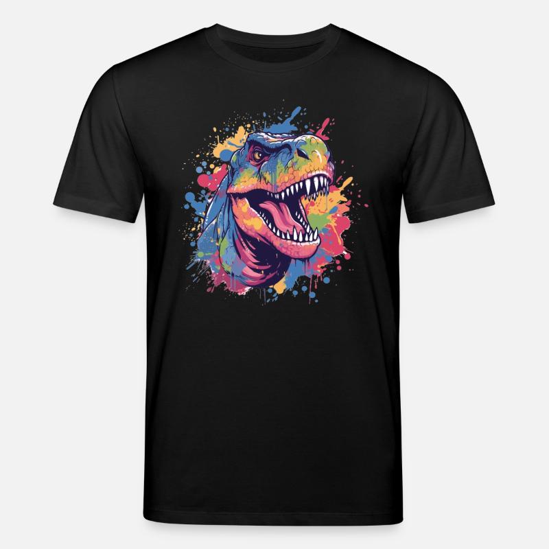 Bunter Dino im Farbchaos - Stanley/Stella Unisex Bio-T-Shirt CREATOR  - Schwarz