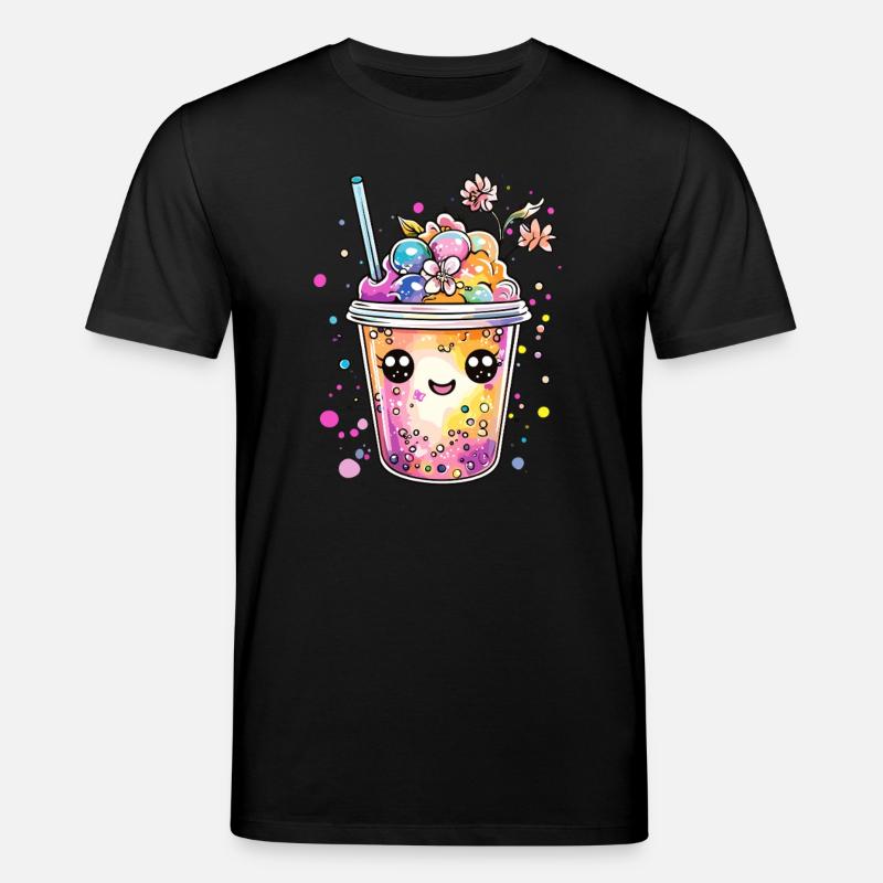 Bubble Tea mit Blüten - Stanley/Stella Unisex Bio-T-Shirt CREATOR  - Schwarz