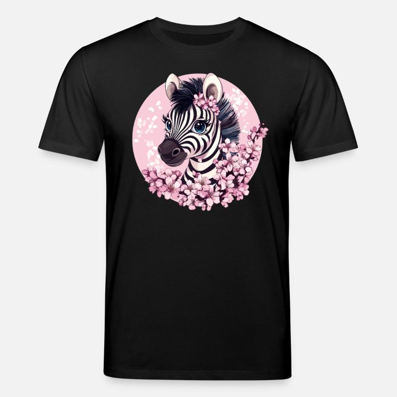 Zebra mit Kirschblüten - Stanley/Stella Unisex Bio-T-Shirt CREATOR - Schwarz