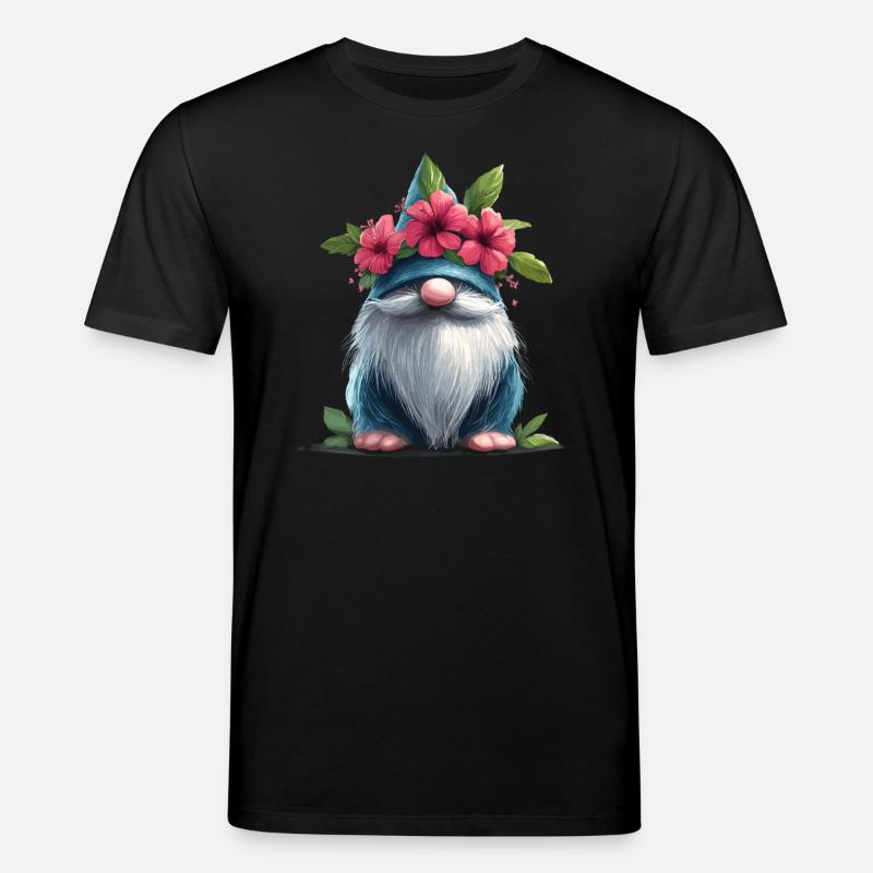 Wichtel mit Blumenhut - Stanley/Stella Unisex Bio-T-Shirt CREATOR  - Schwarz