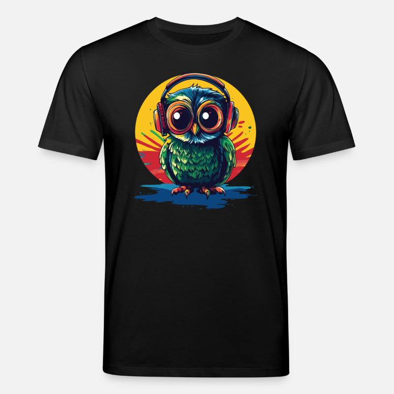 Eule mit Kopfhörern - Stanley/Stella Unisex Bio-T-Shirt CREATOR  - Schwarz