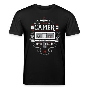 80 Nerd de jeu console de jeux rétro 8bit pc vieux plaisir - T-shirt bio CREATOR Stanley/Stella Unisexe - noir - Devant - Alina (178cm) & Michal (187cm)