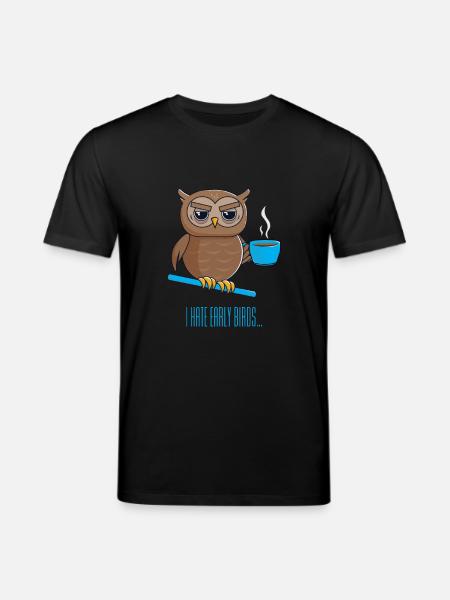 Nachteule mit Kaffee - Stanley/Stella Unisex Bio-T-Shirt CREATOR - Schwarz