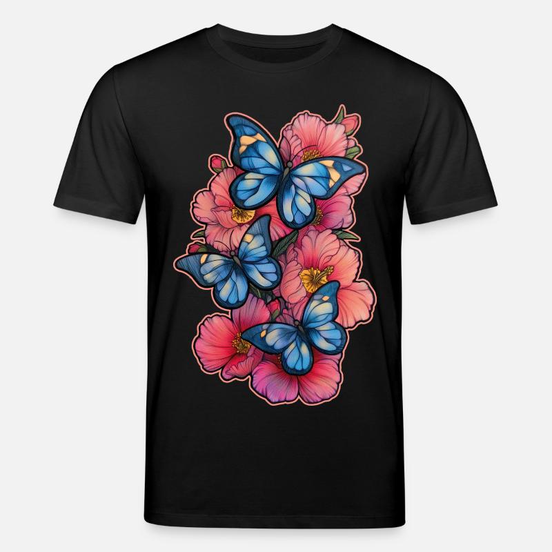 Schmetterling Blume - Stanley/Stella Unisex Bio-T-Shirt CREATOR  - Schwarz