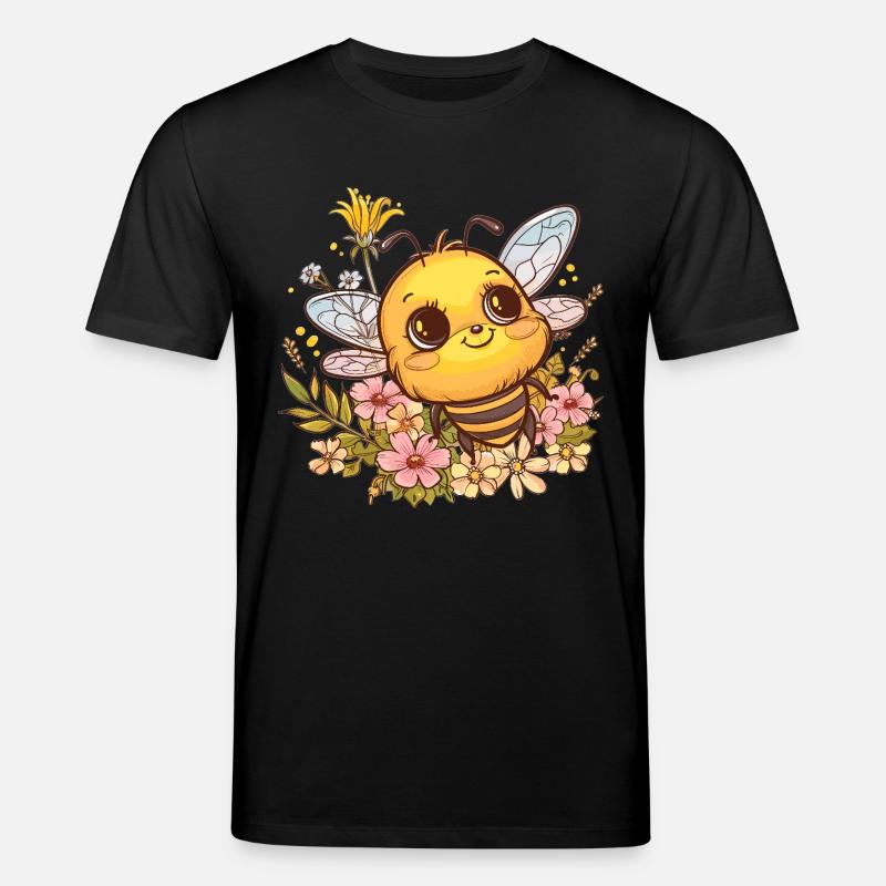 Honigbiene mit Blumenkranz - Stanley/Stella Unisex Bio-T-Shirt CREATOR - Schwarz