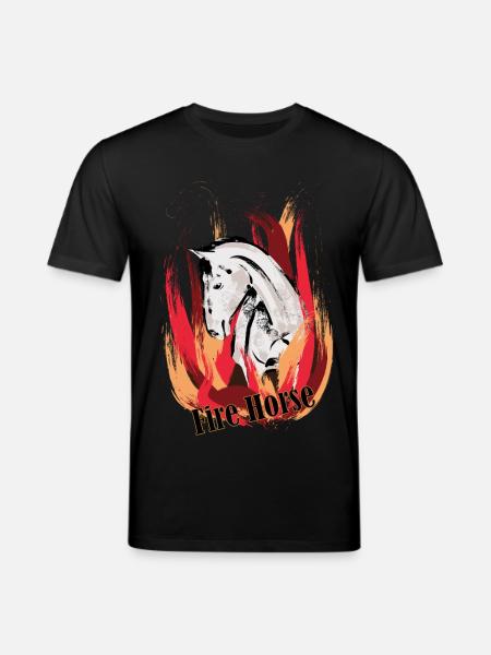 Feuerpferd – Illustration mit Flammen - Stanley/Stella Unisex Bio-T-Shirt CREATOR  - Schwarz