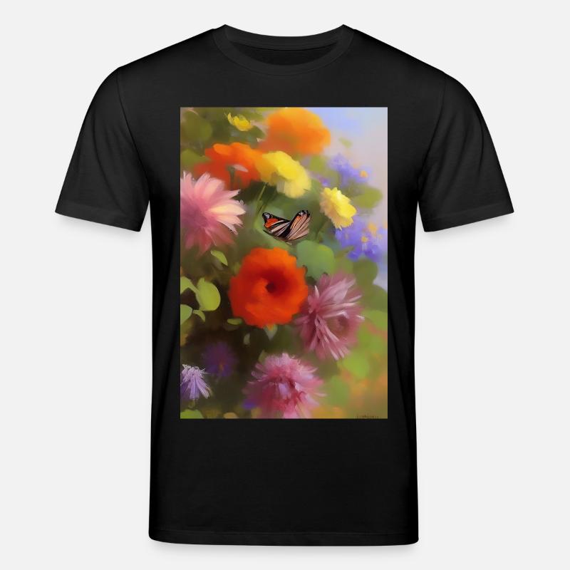 Blumen und Schmetterling - Stanley/Stella Unisex Bio-T-Shirt CREATOR  - Schwarz