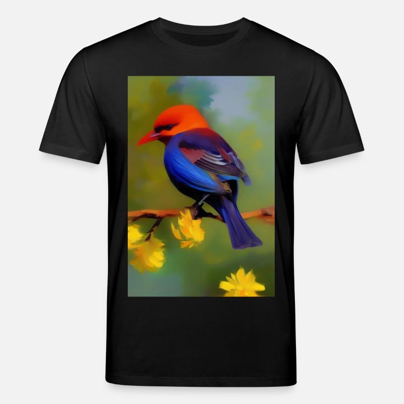Oiseau sur branche avec fleurs - T-shirt bio CREATOR Stanley/Stella Unisexe - noir