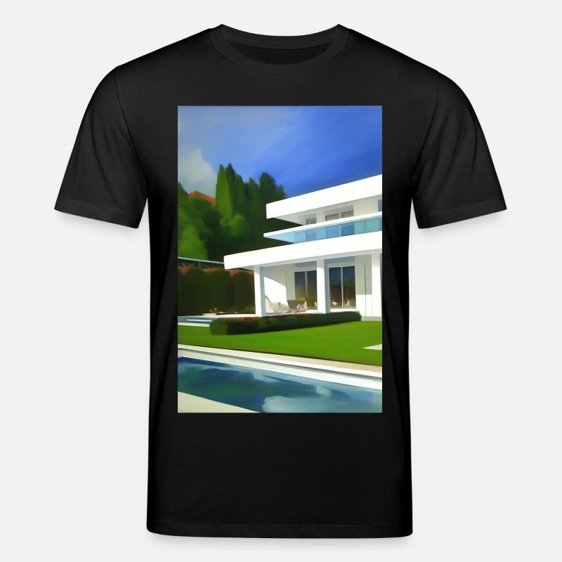 Villa blanche avec piscine - T-shirt bio CREATOR Stanley/Stella Unisexe - noir