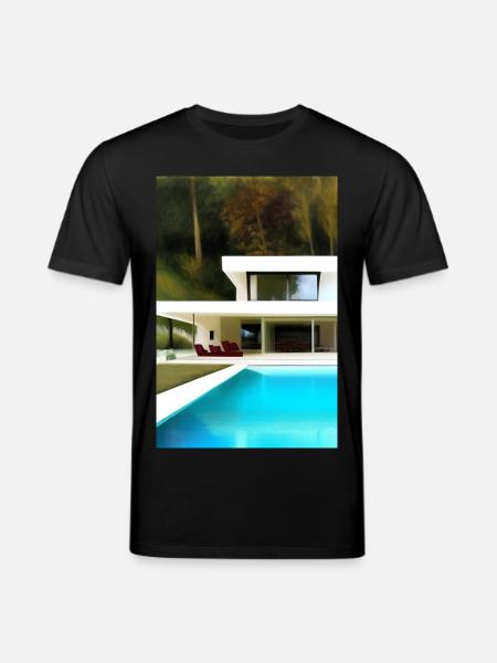 White villa with pool - Stanley/Stella CREATOR Unisex Organic T-Shirt - black
