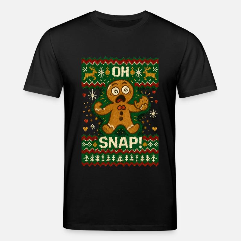 Oh Snap Lebkuchenmann Ugly Christmas - Stanley/Stella Unisex Bio-T-Shirt CREATOR  - Schwarz