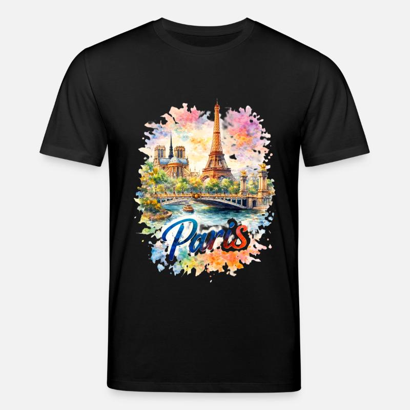 Silhouette aquarelle de Paris - T-shirt bio CREATOR Stanley/Stella Unisexe - noir