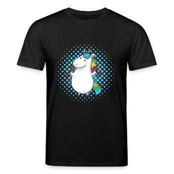 Einhorn Sport Dick - Stanley/Stella Unisex Bio-T-Shirt CREATOR  - Schwarz - Vorne - Alina (178cm) & Michal (187cm)