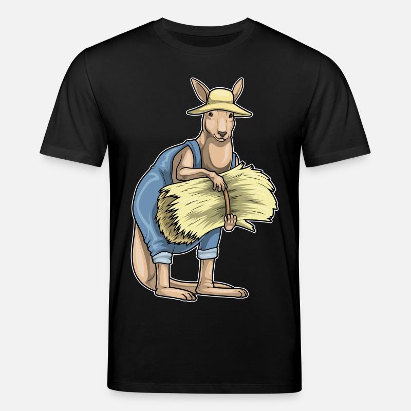 Kangaroo Farmer Straw - Stanley/Stella CREATOR Unisex Organic T-Shirt - black