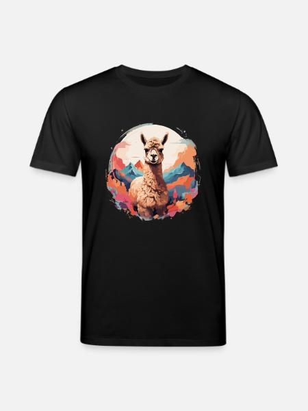 Alpaca Llama Cool magnificent background - Stanley/Stella CREATOR Unisex Organic T-Shirt - black