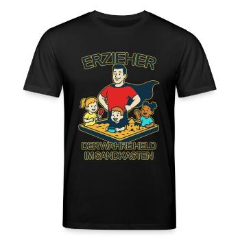 Erzieher - Der wahre Held im Sandkasten - Stanley/Stella Unisex Bio-T-Shirt CREATOR  - Schwarz - Vorne - Alina (178cm) & Michal (187cm)