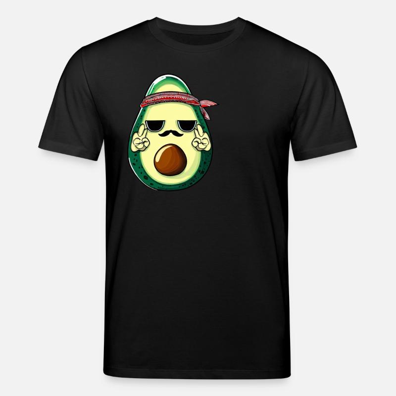 Hippie Avocado mit Bart - Stanley/Stella Unisex Bio-T-Shirt CREATOR  - Schwarz