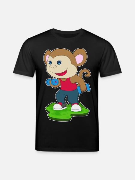 Monkey Bodybuilder Dumbbells Bodybuilding - Stanley/Stella CREATOR Unisex Organic T-Shirt - black