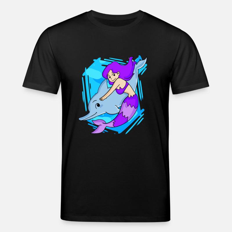 Meerjungfrau mit Delfin - Stanley/Stella Unisex Bio-T-Shirt CREATOR  - Schwarz