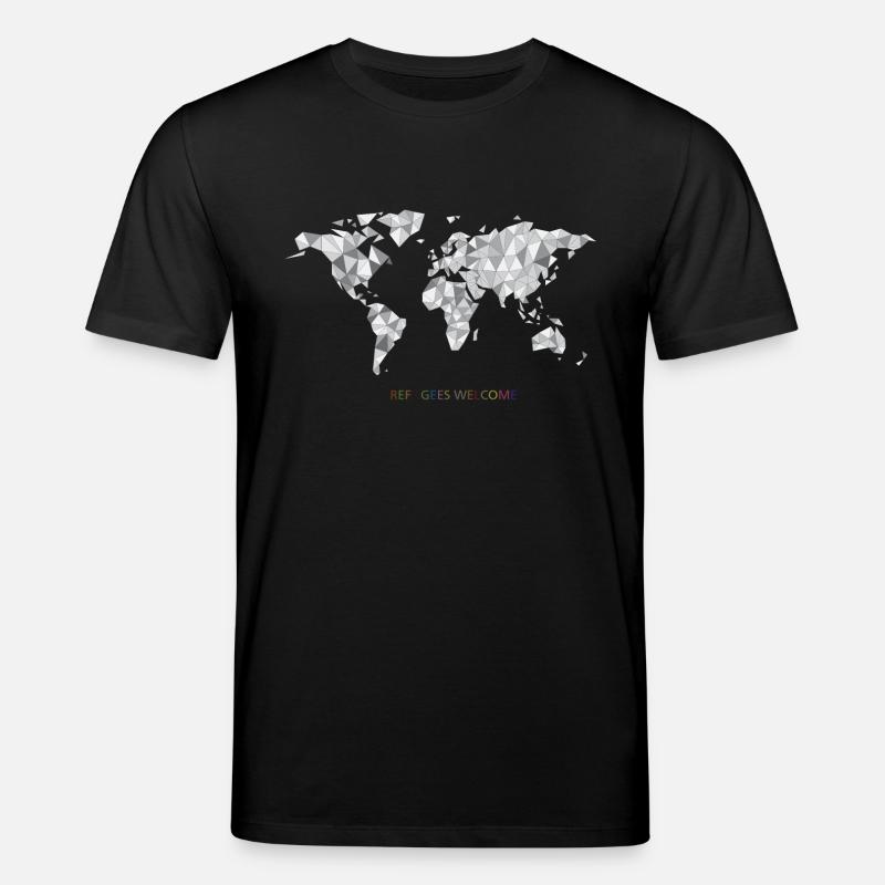 refugees welcome - Stanley/Stella Unisex Bio-T-Shirt CREATOR  - Schwarz