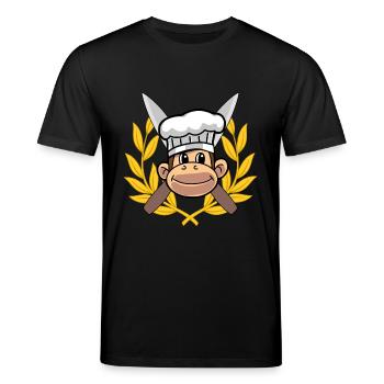 Koch Köchin Gourmet Affe Chefkoch Hobbykoch - Stanley/Stella Unisex Bio-T-Shirt CREATOR  - Schwarz - Vorne - Alina (178cm) & Michal (187cm)