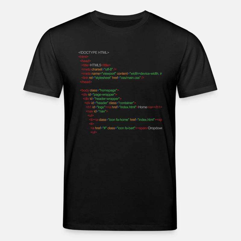 Code HTML5 - T-shirt bio CREATOR Stanley/Stella Unisexe - noir