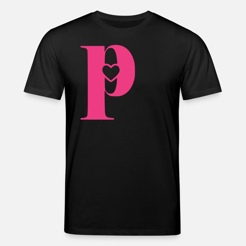 Buchstabe p Anfangsbuchstabe mit Herz - Stanley/Stella Unisex Bio-T-Shirt CREATOR  - Schwarz
