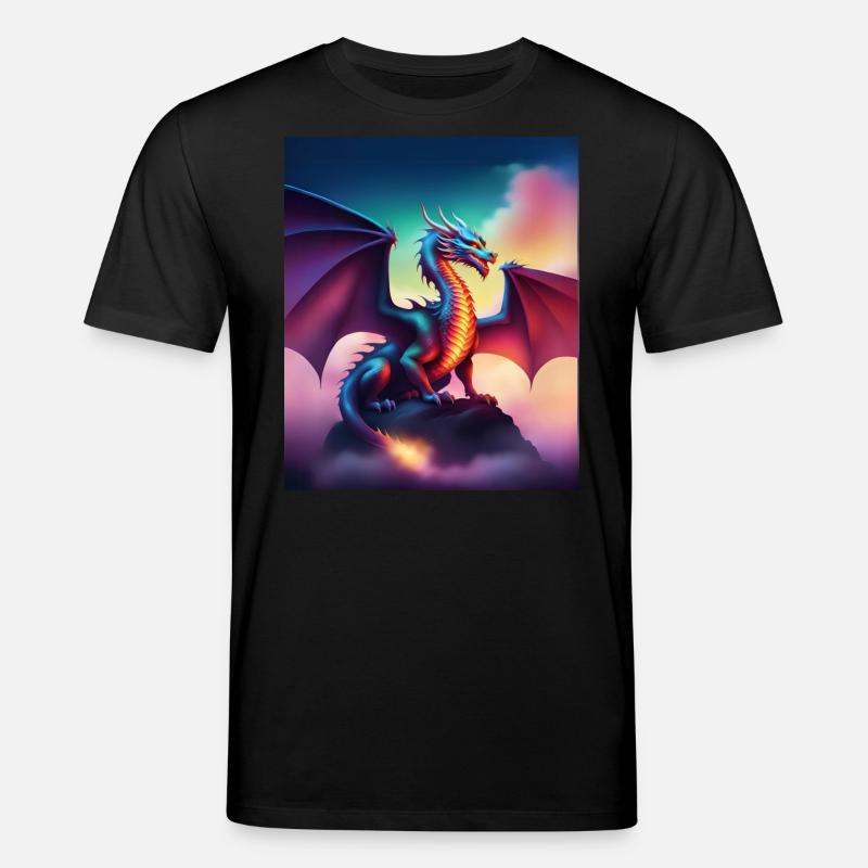 Drache auf einer Klippe - Stanley/Stella Unisex Bio-T-Shirt CREATOR  - Schwarz
