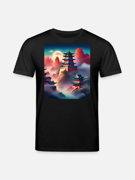 Japanese castles on mountains - Stanley/Stella CREATOR Unisex Organic T-Shirt - black