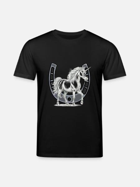 Hoefijzer Eenhoorn Eenhoorns Paard Paarden - Stanley/Stella Uniseks bio-T-Shirt CREATOR - zwart