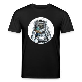 Hund Astronaut French Bulldog Planet Eis Weltall - Stanley/Stella Unisex Bio-T-Shirt CREATOR  - Schwarz - Vorne - Alina (178cm) & Michal (187cm)