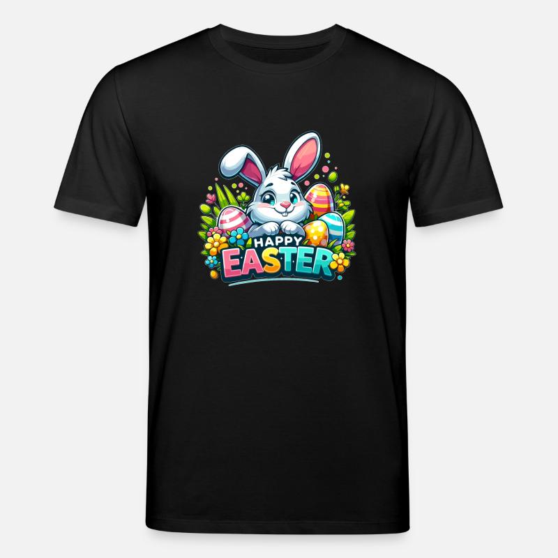 Happy Easter - Easter Bunny Illustration - Stanley/Stella CREATOR Unisex Organic T-Shirt - black