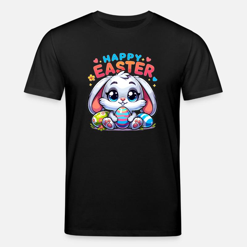 Happy Easter - Easter Bunny Illustration - Stanley/Stella CREATOR Unisex Organic T-Shirt - black