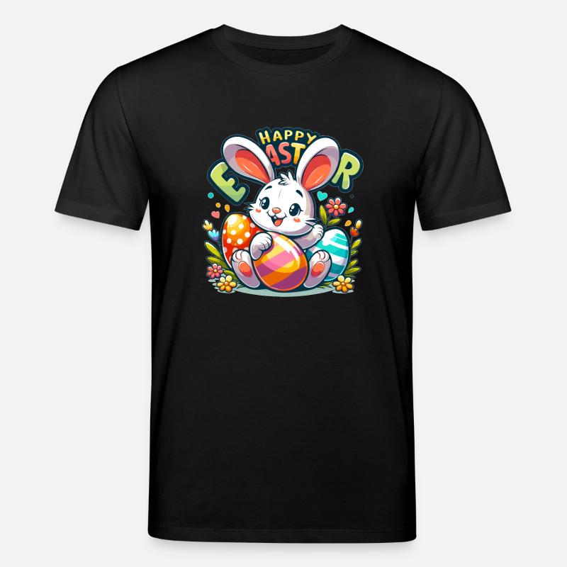 Happy Easter - Easter Bunny Illustration - Stanley/Stella CREATOR Unisex Organic T-Shirt - black