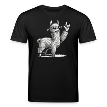 Rock Musik Lama Festival Konzert Design - Stanley/Stella Unisex Bio-T-Shirt CREATOR  - Schwarz - Vorne - Alina (178cm) & Michal (187cm)