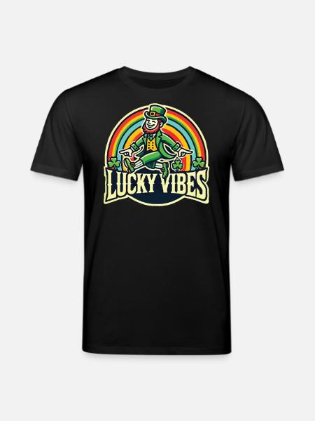 Saint-Patrick Lucky Vibes Arc-en-ciel - T-shirt bio CREATOR Stanley/Stella Unisexe - noir