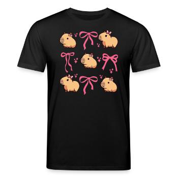Süßes Capybara Rosa Schleife Capybara - Stanley/Stella Unisex Bio-T-Shirt CREATOR  - Schwarz - Vorne - Alina (178cm) & Michal (187cm)