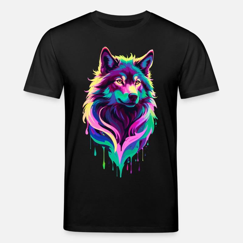 Farbenfroher Wolf Graffiti Wolfskopf - Stanley/Stella Unisex Bio-T-Shirt CREATOR  - Schwarz