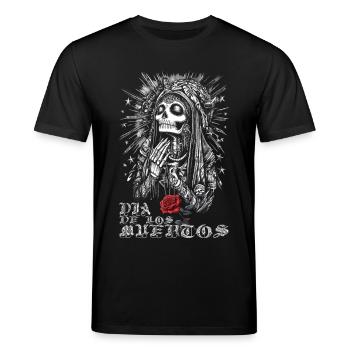 Dia de los mexiko schädel rose halloween - Stanley/Stella Unisex Bio-T-Shirt CREATOR  - Schwarz - Vorne - Alina (178cm) & Michal (187cm)